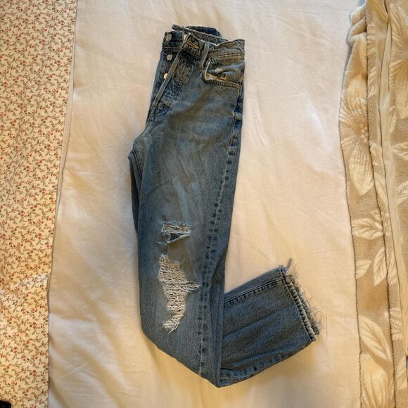 Mother Denim Women's Blue and Navy Jeans - Picture 2 of 4